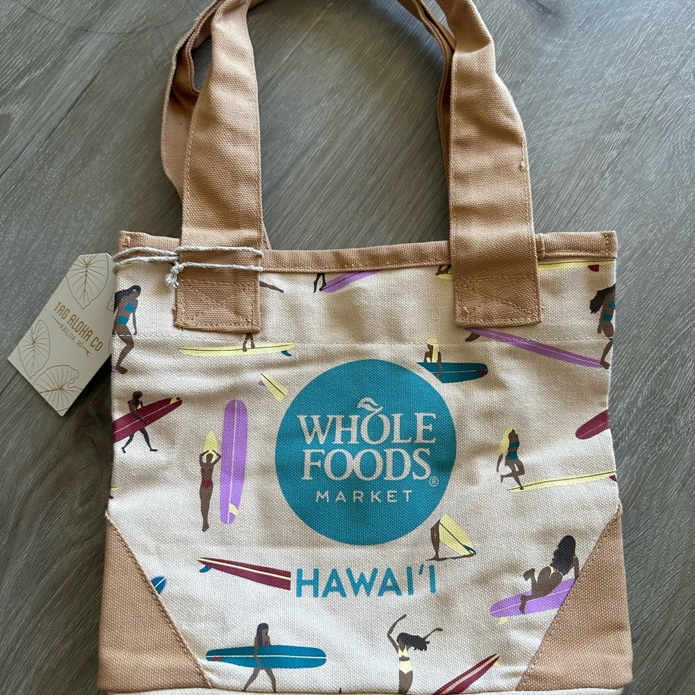 Whole foods x Tag Aloha Mini Tote 100% Cotton Surfer Girl Tote